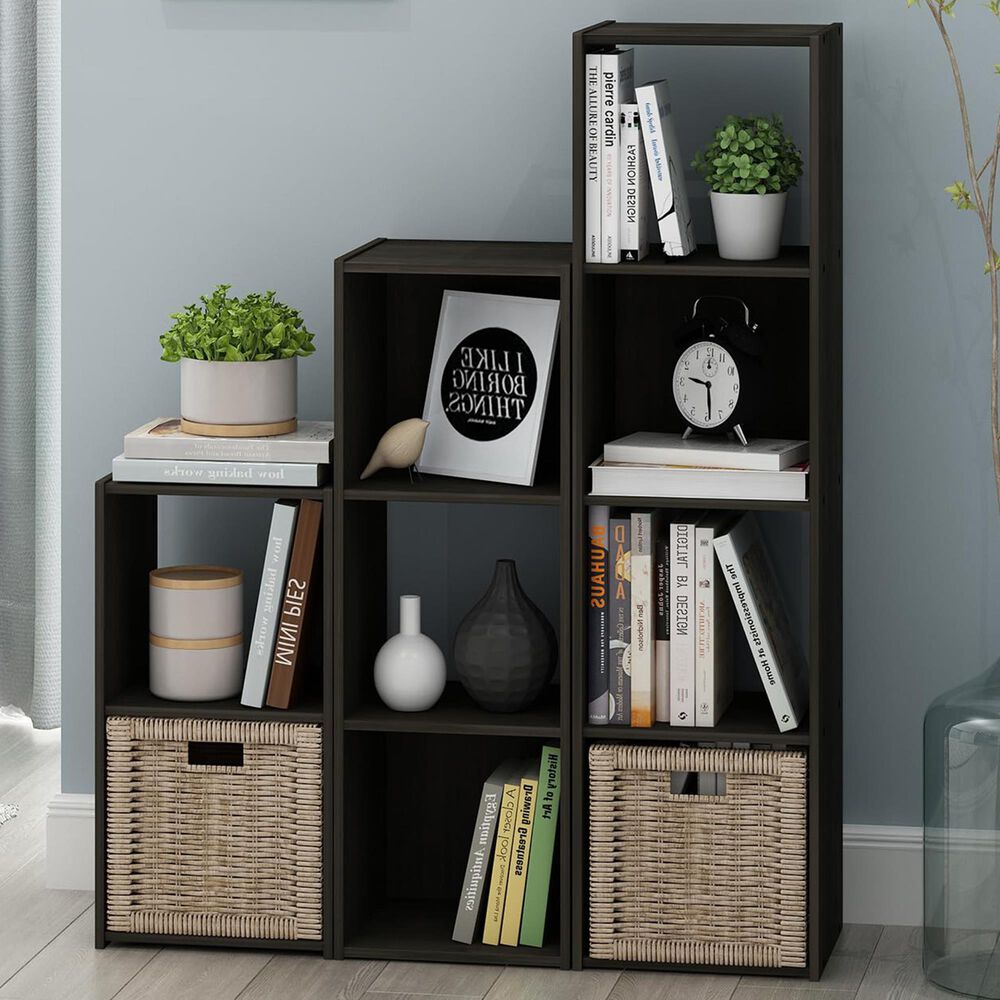 HOMLUX 3-Cube Open Shelf Bookshelf in Espresso, , large