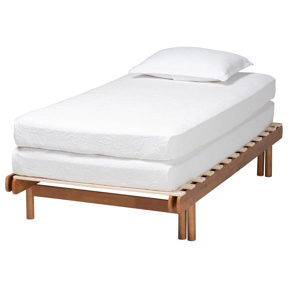 Baxton Studio Bolivia Expandable Twin to King Bed Frame in Walnut Brown, , large