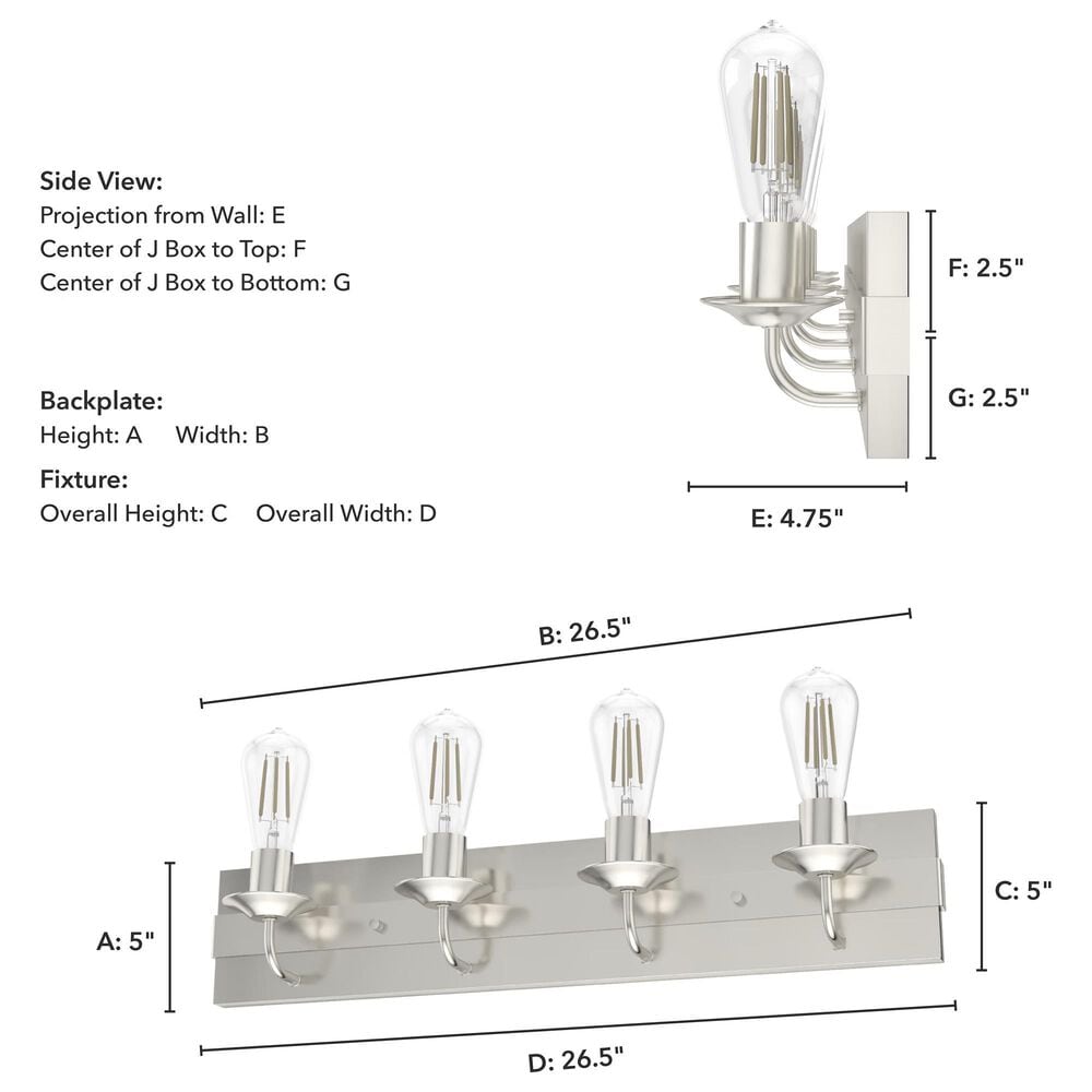 Hunter Perch Point 4-Light Vanity in Brushed Nickel, , large