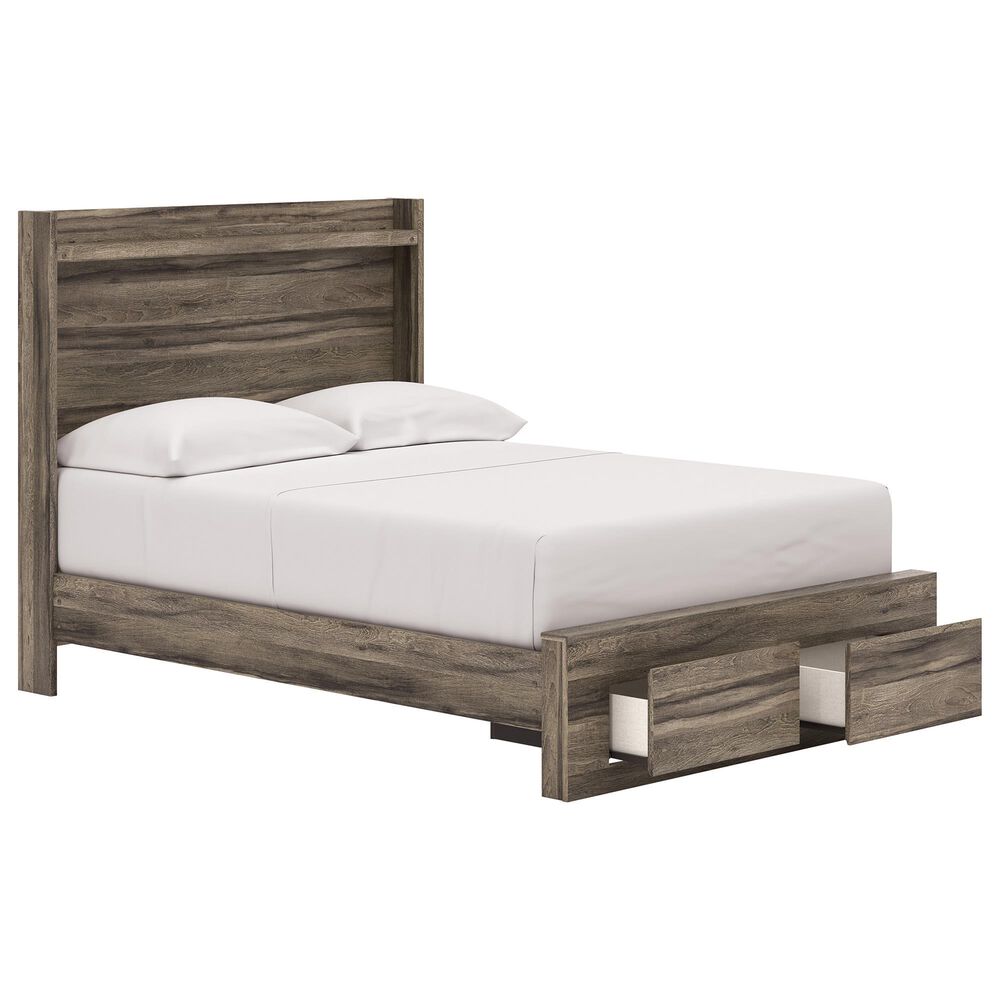 Ashley Elbrim Full Bed with Footboard Storage in Weathered Brown, , large