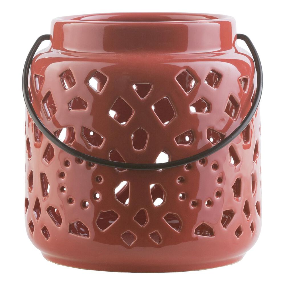 Surya Inc Avery Ceramic Lantern in Poppy - 6.5''H, , large