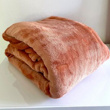 Peking Handicraft 90" x 108" Queen Plush Blanket in Tan Clay, , large