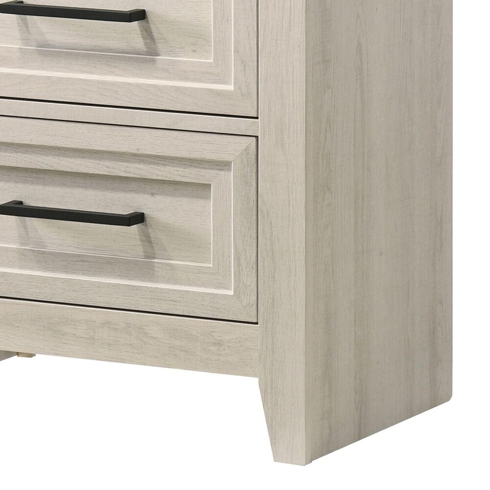 Hearth and Haven 2-Drawer Nightstand with Geometric Design in Off-White, , large