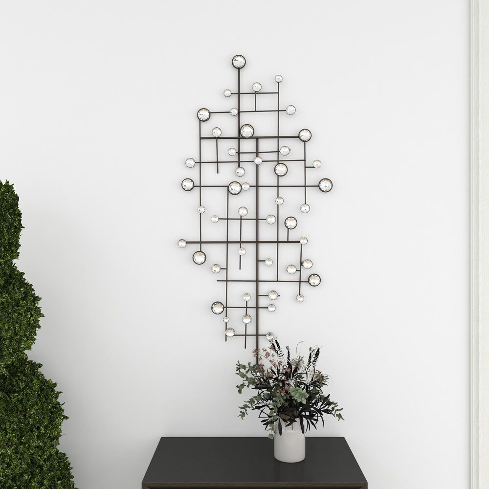 Maple and Jade 20&quot; x 42&quot; Glam Abstract Wall Decor in Matte Taupe and Silver, , large