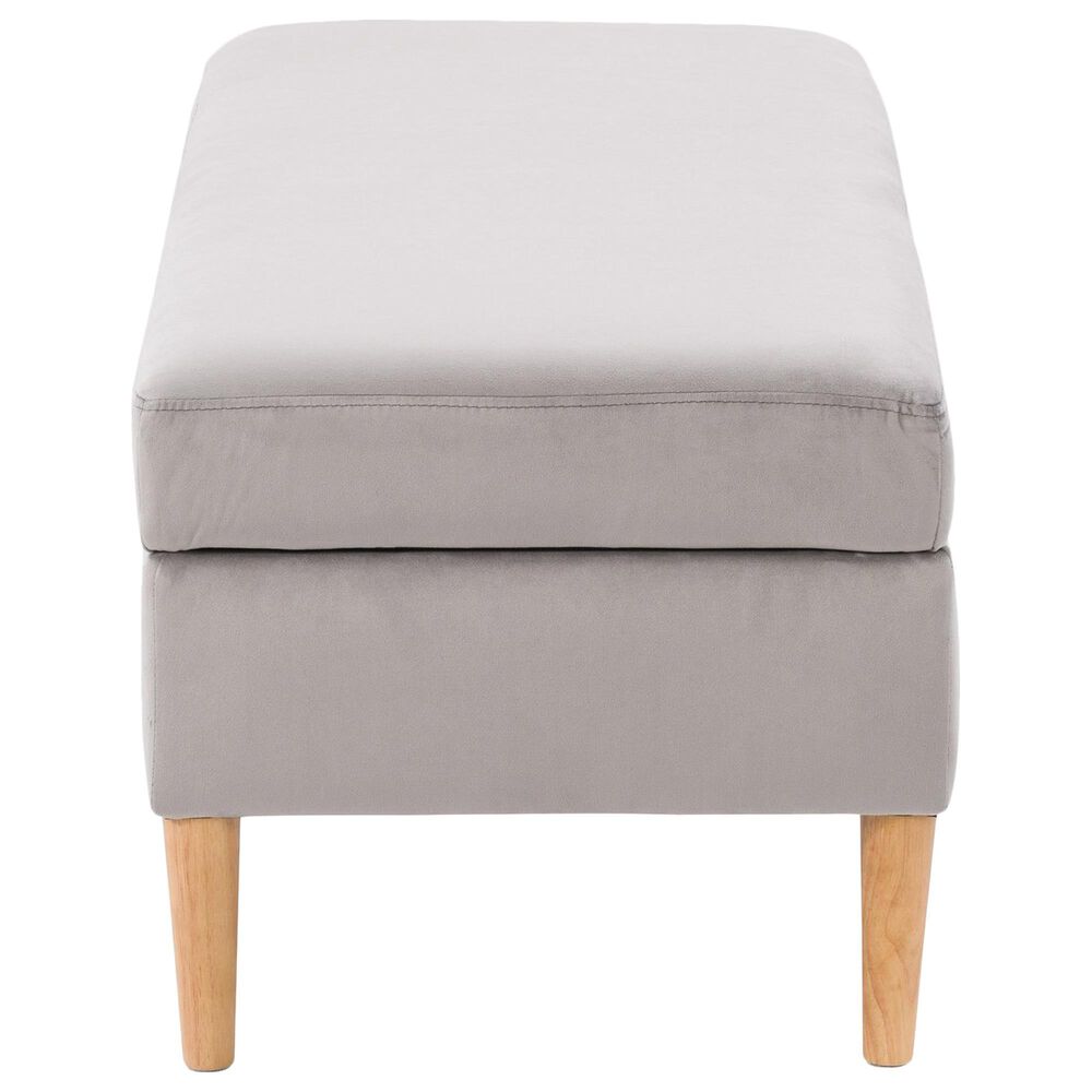 CorLiving Perry Storage Ottoman in Light Grey Velvet, , large