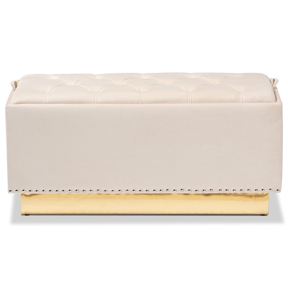 Baxton Studio Powell Storage Ottoman in Beige and Gold, , large