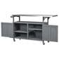 Hearth and Haven Outdoor Kitchen Island Cart with Adjustable Shelves and Stainless Steel Top in Gray, , large