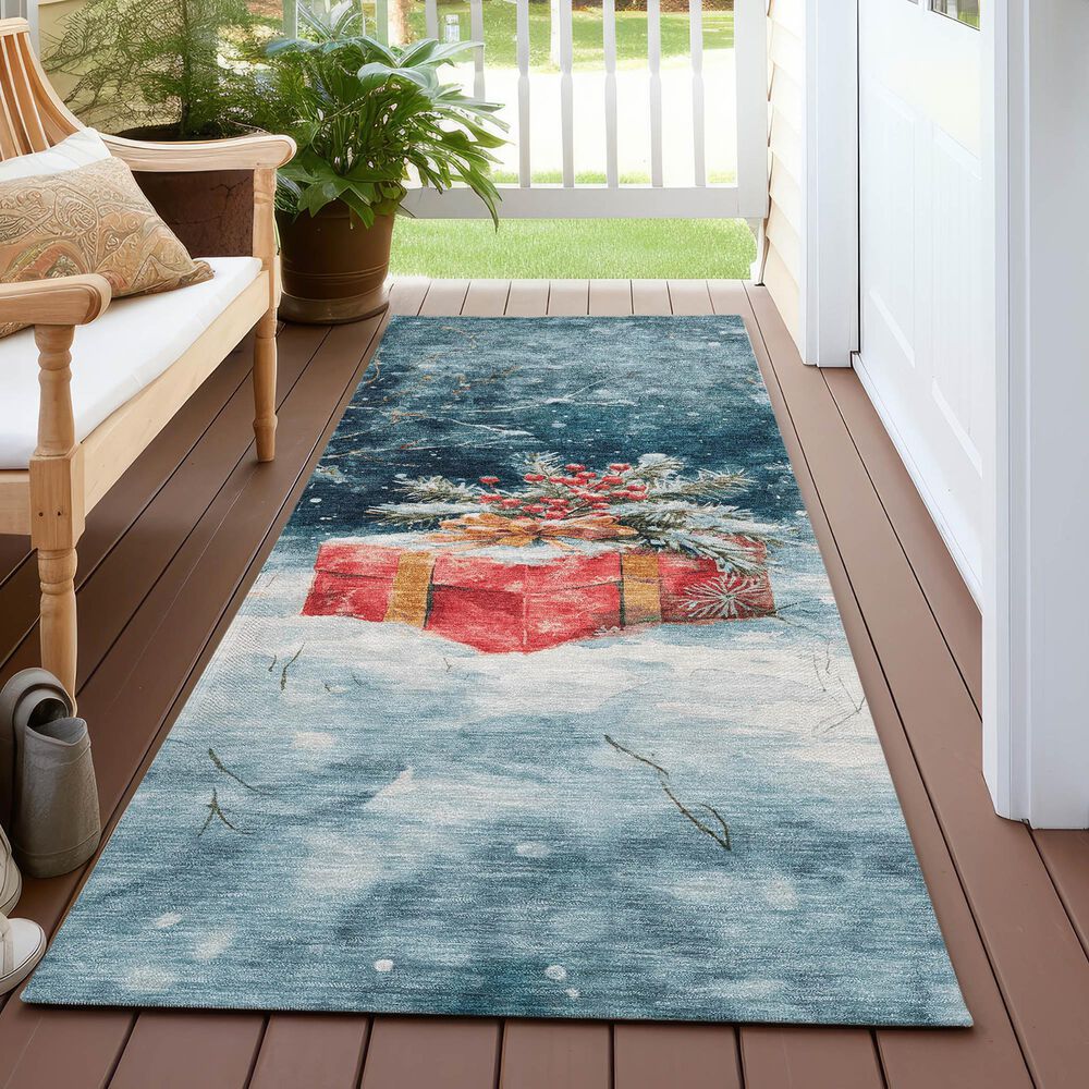 Dalyn Rug Company Wonderland WN13 2&#39;3&quot; x 7&#39;6&quot; Blue Indoor/Outdoor Runner, , large