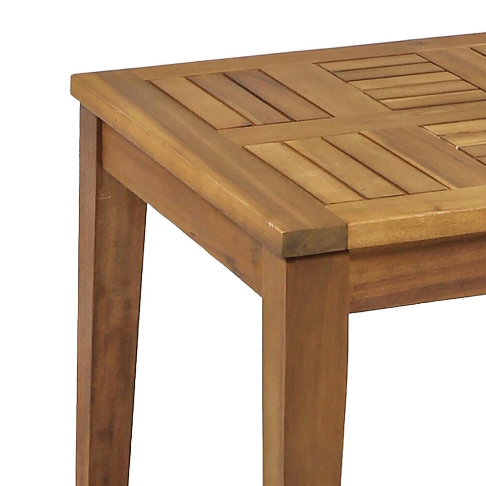 Hearth and Haven Hampton Outdoor Square Side Table with Slatted Top in Natural, , large