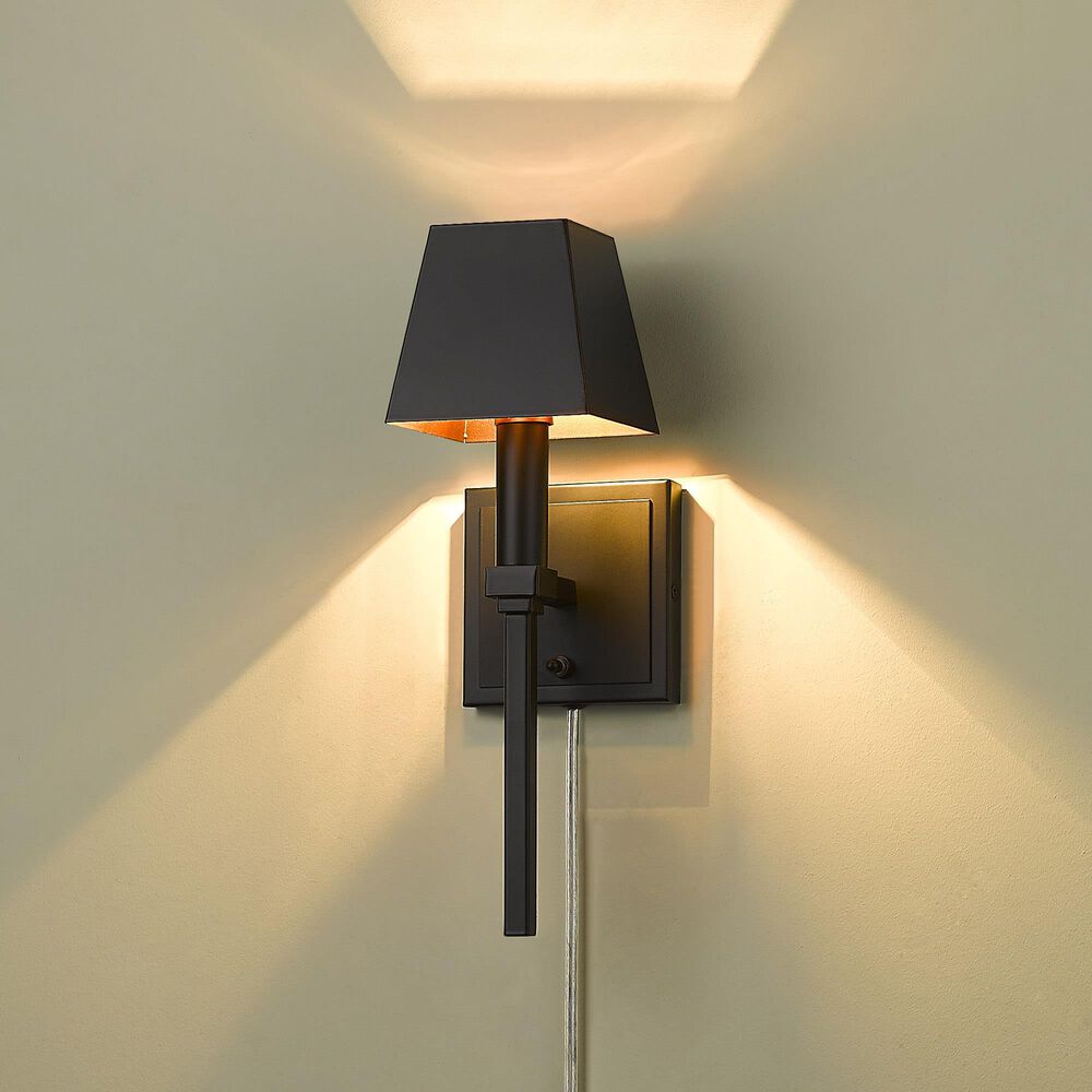 Golden Lighting Messina 1-Light Wall Sconce in Matte Black, , large