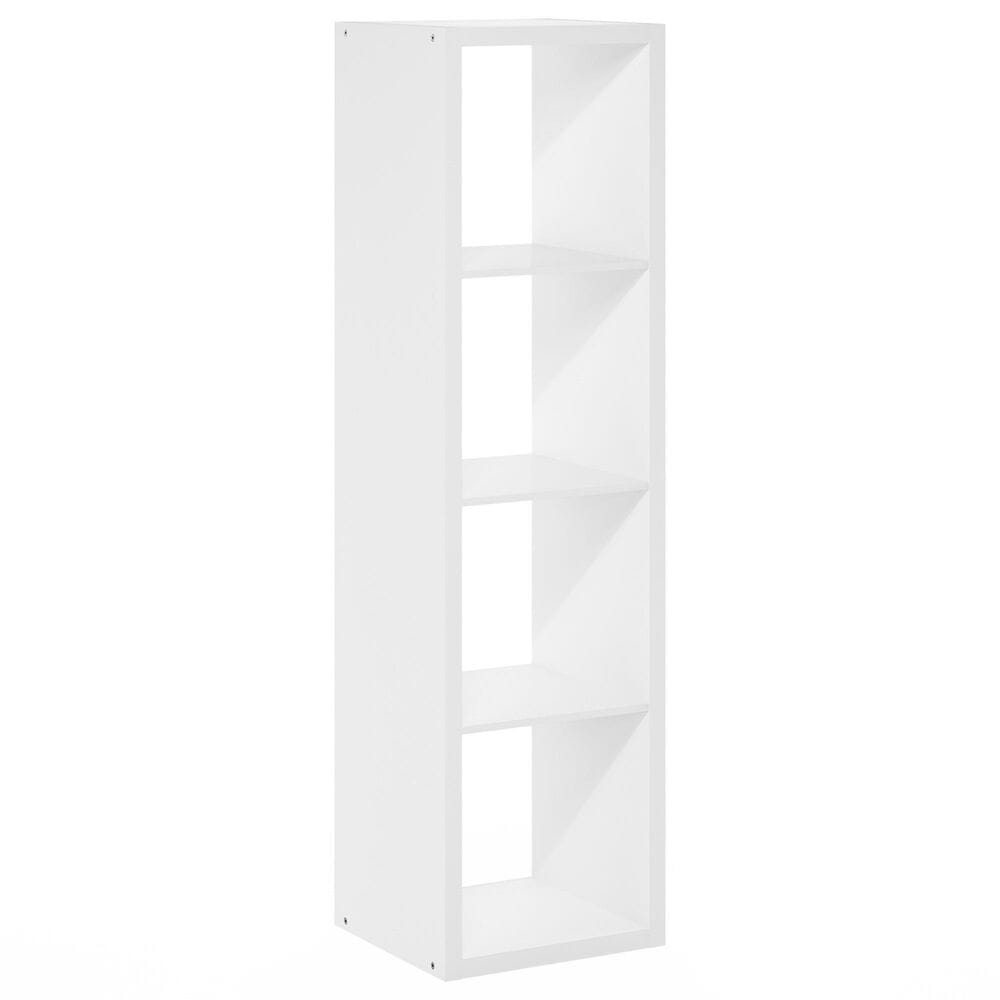 HOMLUX 4-Cube Vertical Reversible Open Back Bookshelf in White, , large