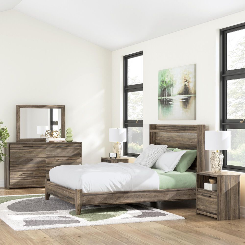 Ashley Elbrim 4-Piece Queen Bedroom Set in Brown with LED and USB Ports, , large