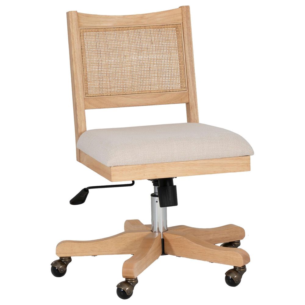 Linon Home Decor Bauer Swivel Office Chair with Cream Cushion in Natural, , large