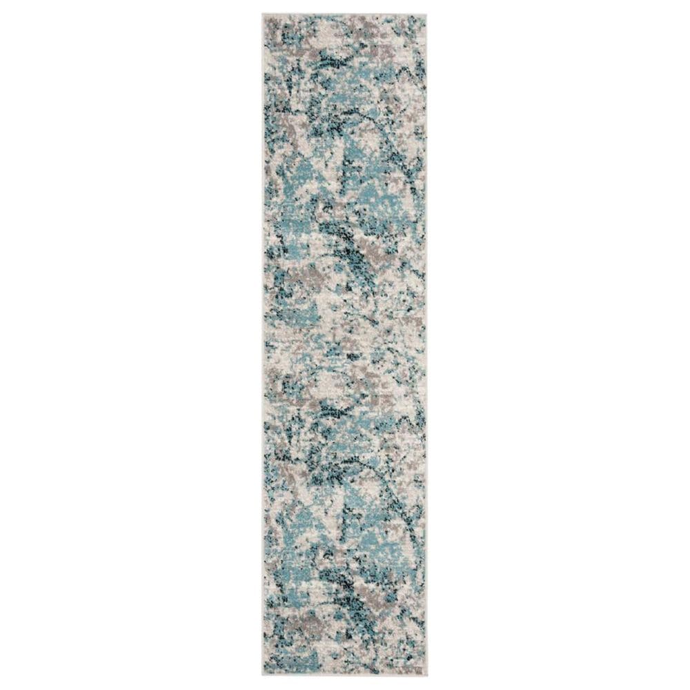 Safavieh Skyler SKY186M 2" x 8" Blue and Ivory Scatter Rug, , large