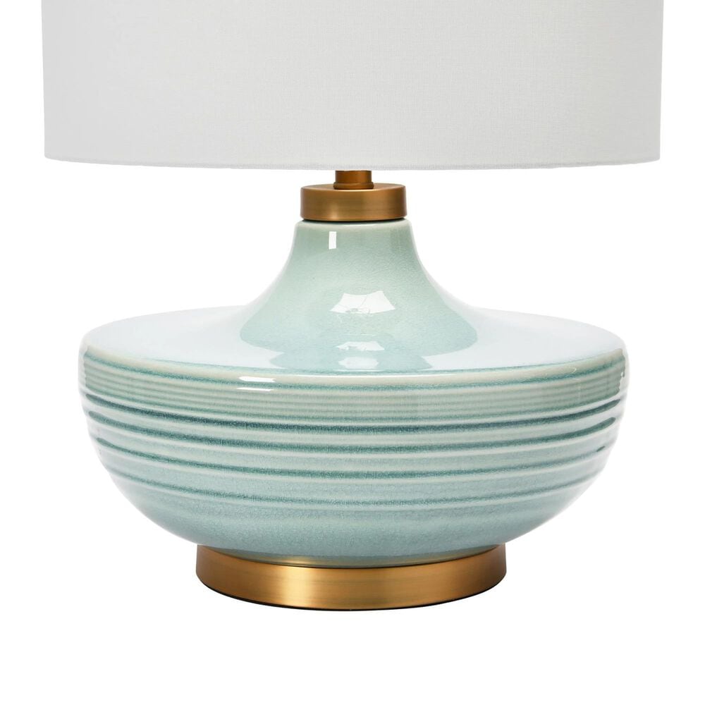 Teak Interiors Shoreline Ceramic Table Lamp in Aqua and Gold, , large