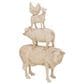 Maple and Jade Stacked Farm Animals Decorative Sculpture in Matte Cream and Red, , large