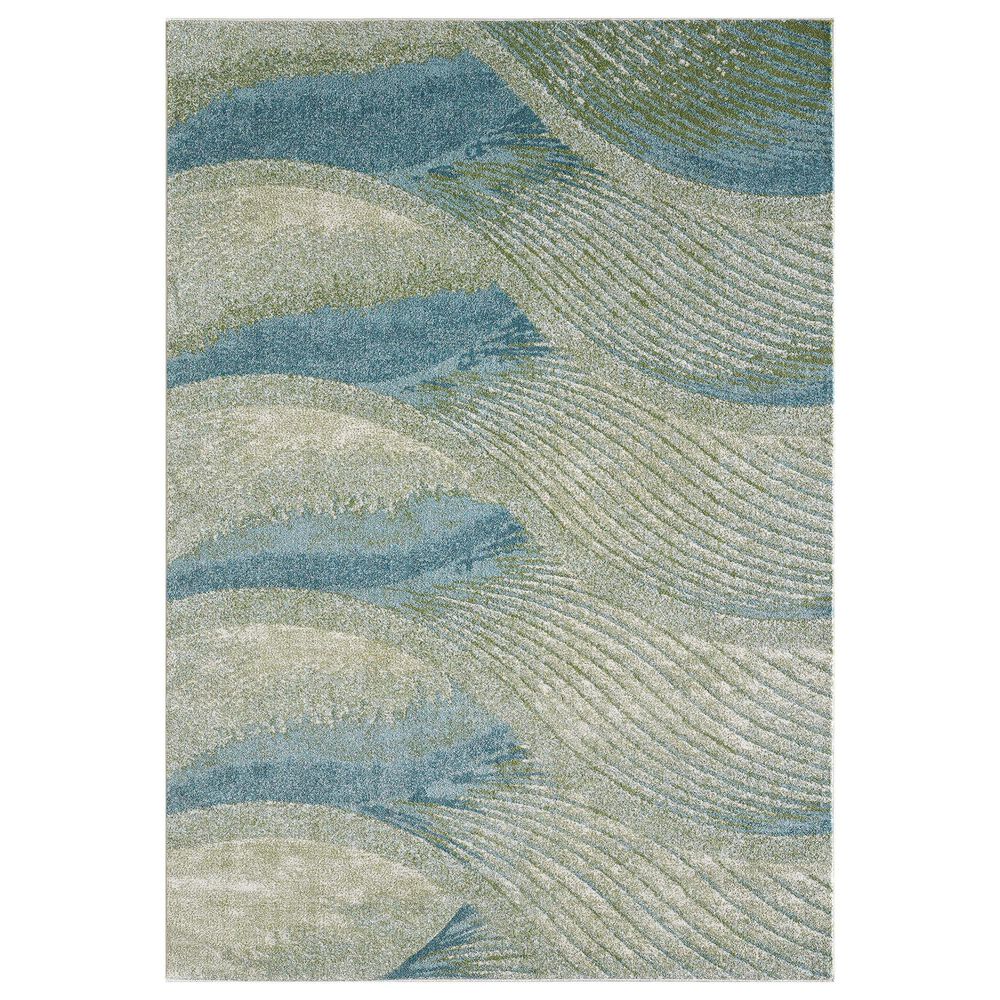 Kas Oriental Rugs Illusions Waves 3"3" x 4"11" Seafoam Area Rug, , large