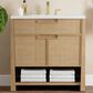 James Martin Vanities Solene 36" Single Bathroom Vanity in Seaside Oak with 3 cm White Zeus Quartz Top and Rectangular Sink, , large