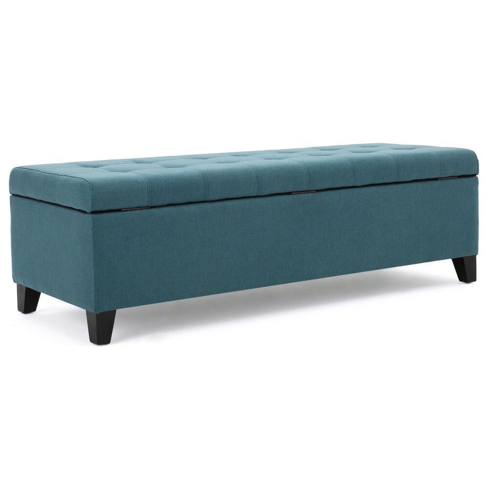 Noble House Mission Storage Ottoman Bench in Dark Teal, , large