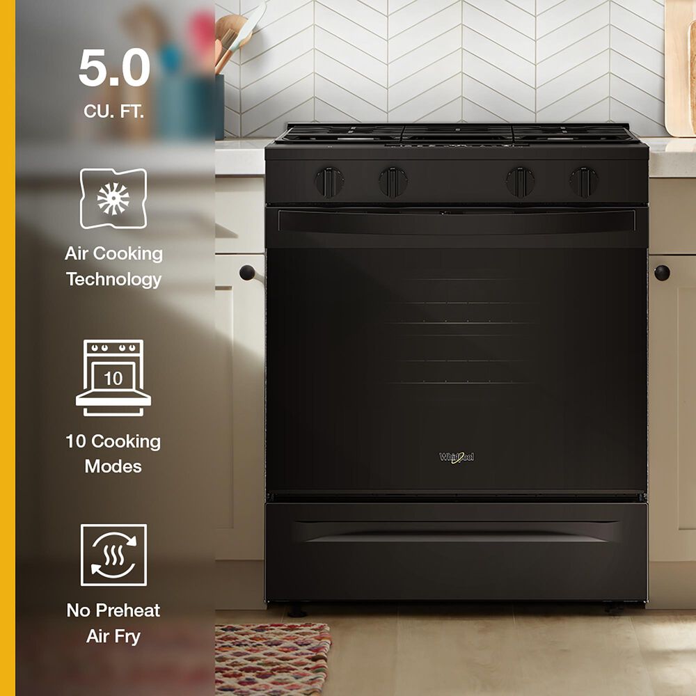Whirlpool 30" Gas Smart Range in Black, , large