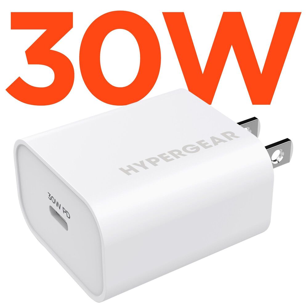 Hypercel 30W USB-C PD Fast Wall Charger Hub in White, , large