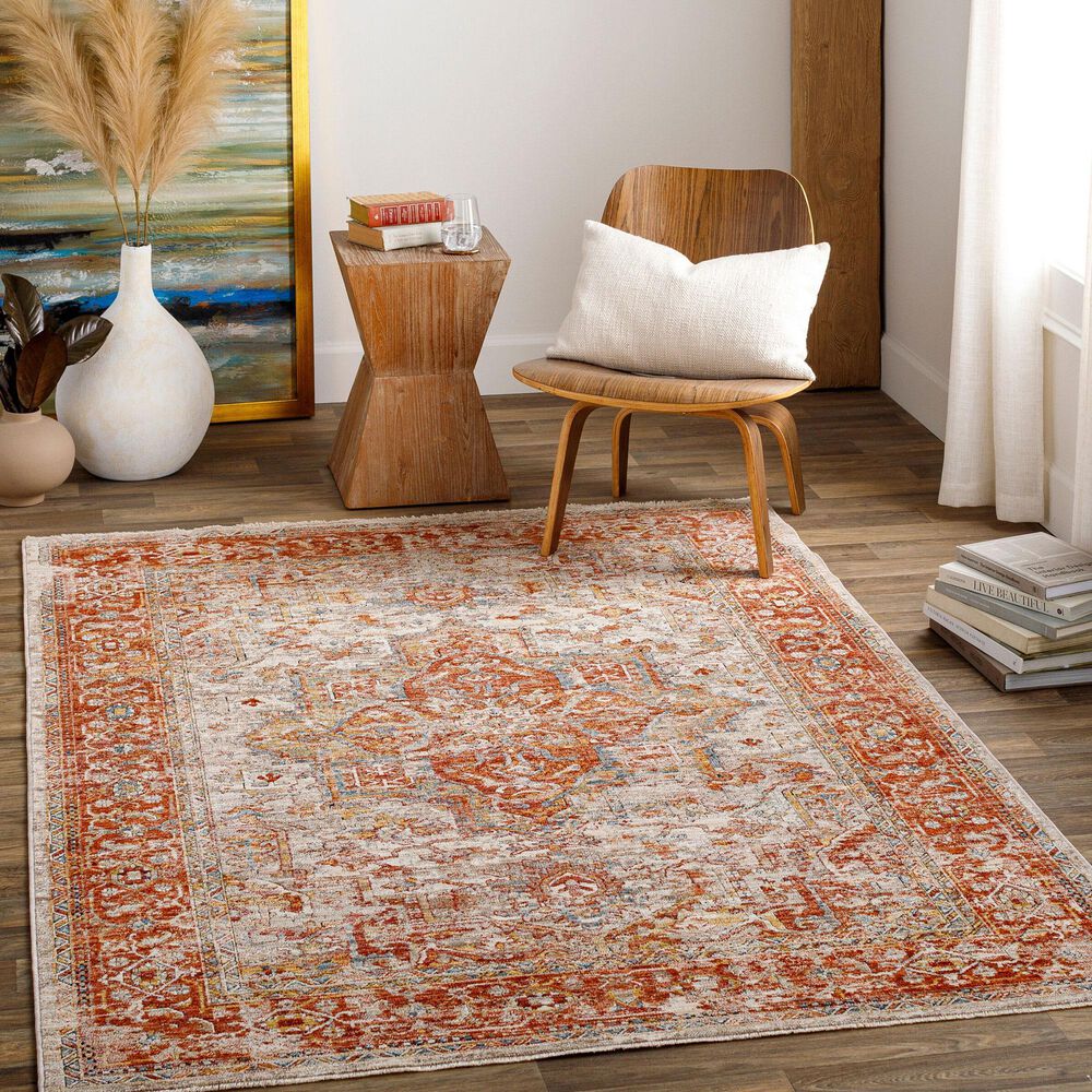 Surya Aspendos APS-2320 9&#39; x 12&#39;2&quot; Rust, Teal, Mustard, Black, Medium Gray, Charcoal and Light Beige Area Rug, , large