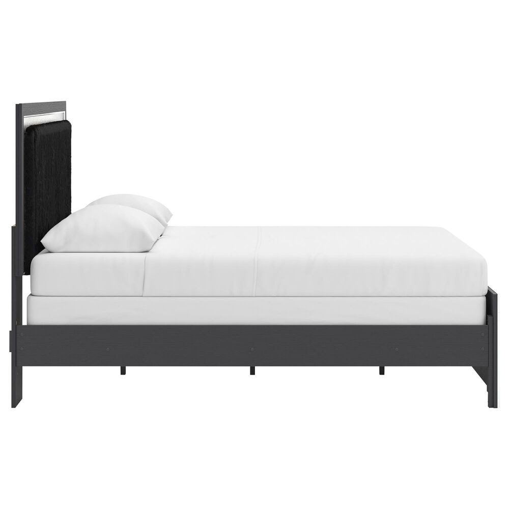 Ashley Zuraleus Queen Upholstered Panel Bed with Two Nightstands in Matte Black, , large
