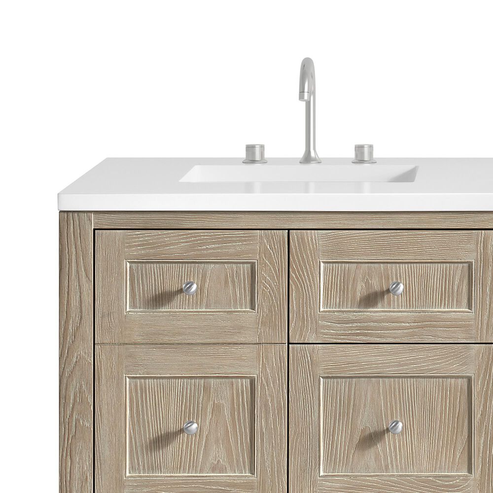 James Martin Vanities Breckenridge 60" Double Bathroom Vanity in Whitewashed Oak with 3 cm White Zeus Quartz Top and Rectangular Sinks, , large