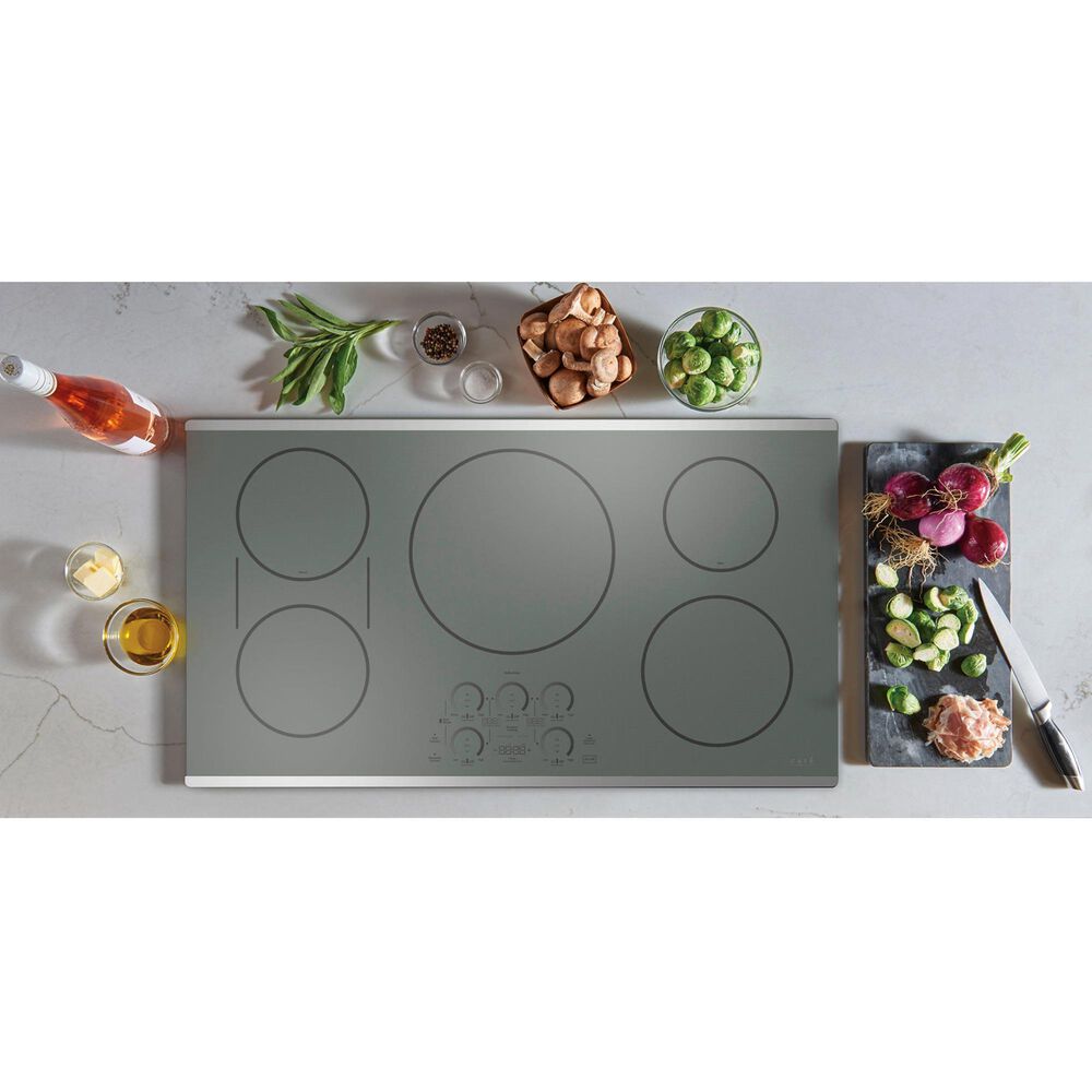 Cafe 2-Piece Kitchen Package with Matte Black 30" Smart Built-In Convection Double Wall Oven and Stainless Steel 36" Touch Control Induction Cooktop, , large
