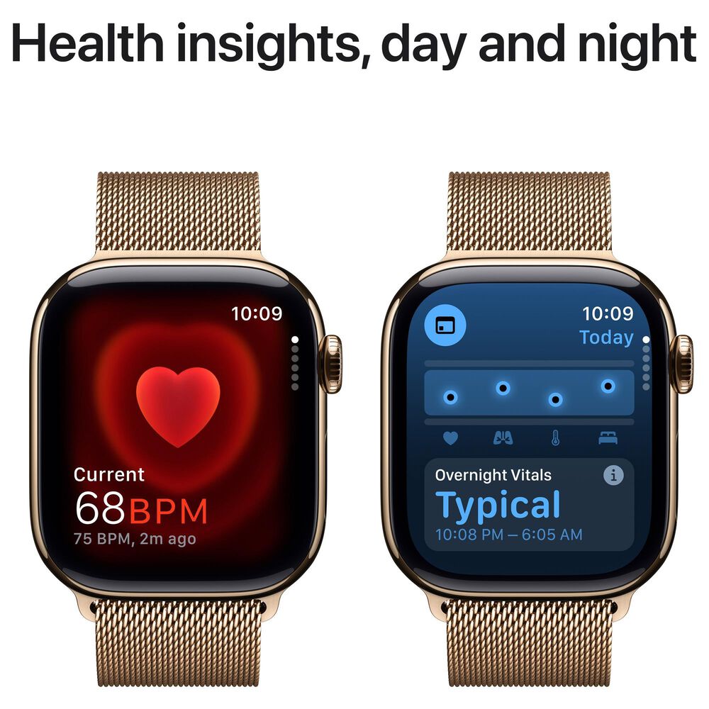 Apple Watch Series 10 GPS + Cellular 42mm Gold Titanium Case with Gold Milanese Loop, , large