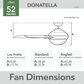 Hunter Donatella 52" Ceiling Fan with LED Lights in Matte Black, , large