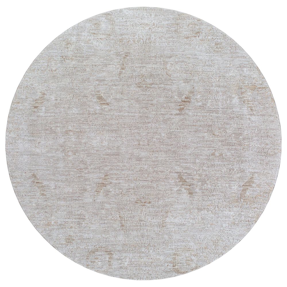 Surya Masterpiece Light Gray, Medium Gray, Cream and Tan 6"7" Round Area Rug, , large