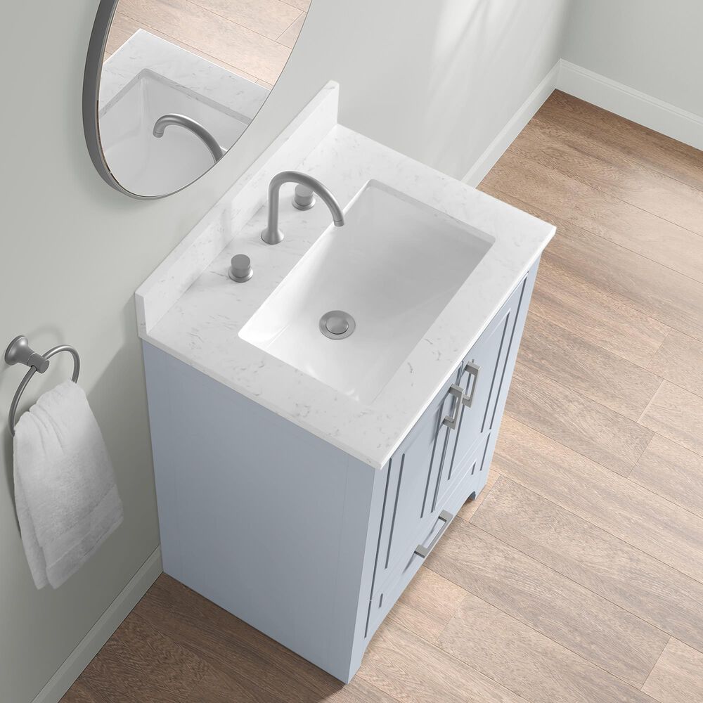 37B Lucerne 24" Single Bathroom Vanity Cabinet in Soft Blue with Marble Top and Backsplash, , large