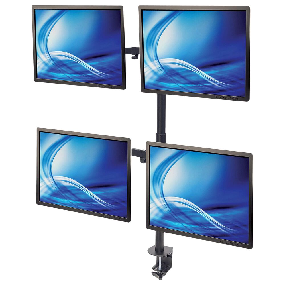 Manhattan Universal Four Monitor Mount with Double-Link Swing Arms in Black, , large