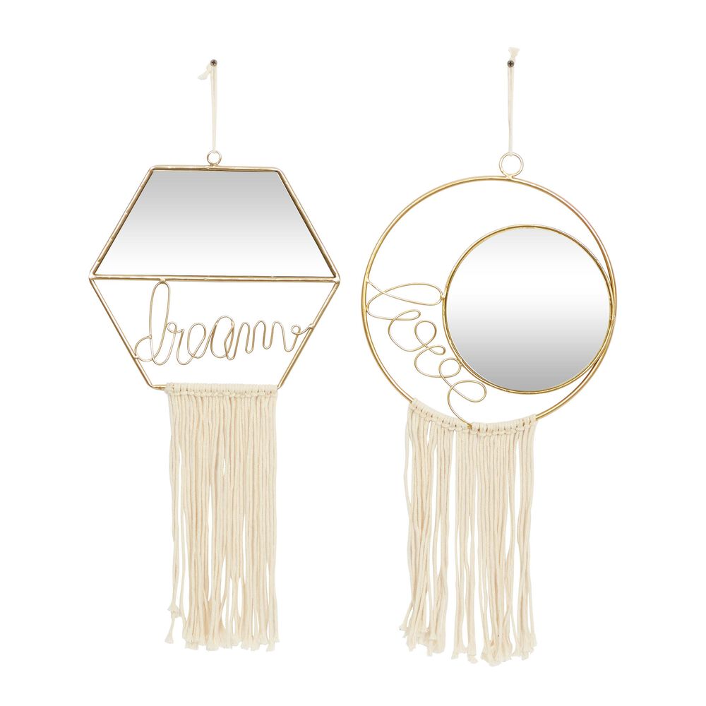 Novogratz Contemporary Wall Mirror in Polished Gold (Set of 2), , large