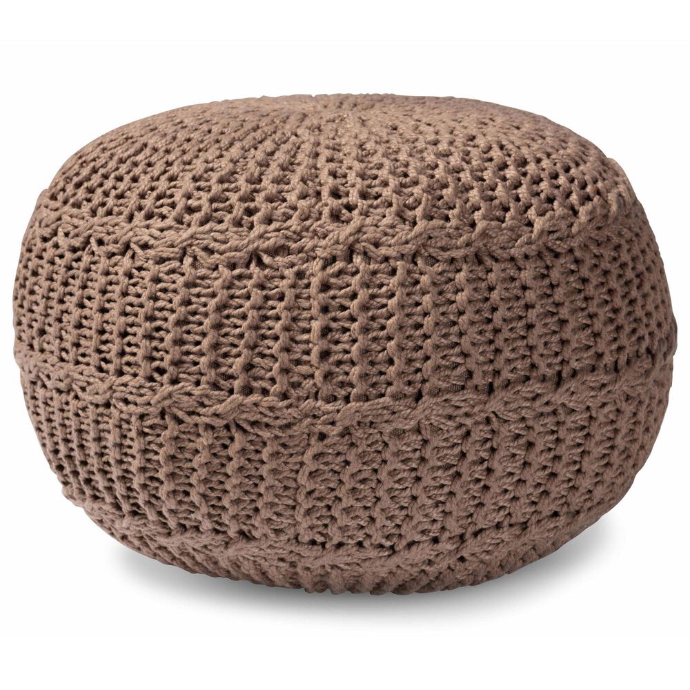 Baxton Studio Palmas Pouf Ottoman in Brown and Grey, , large