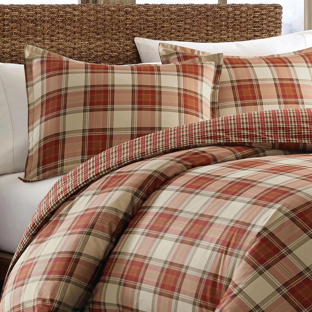 Revman Edgewood 3-Piece King Duvet Cover Set in Red and Beige, , large