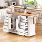 HOMLUX 56" Kitchen Island with Drop Leaf in White, , large