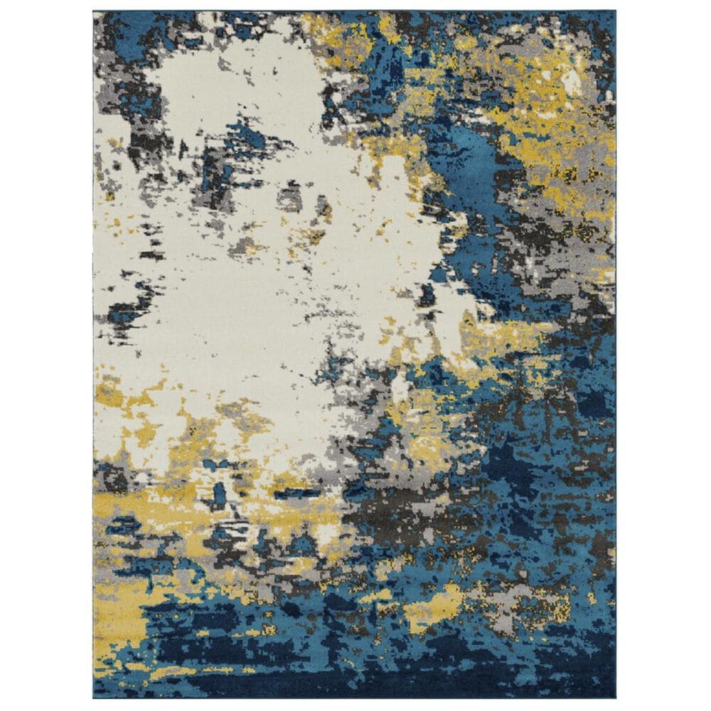Surya Pepin PEI-1012 7"10" x 11" Aqua, Blue and Mustard Area Rug, , large
