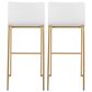 Lumisource Mara Barstool with White Cushion in Gold (Set of 2), , large