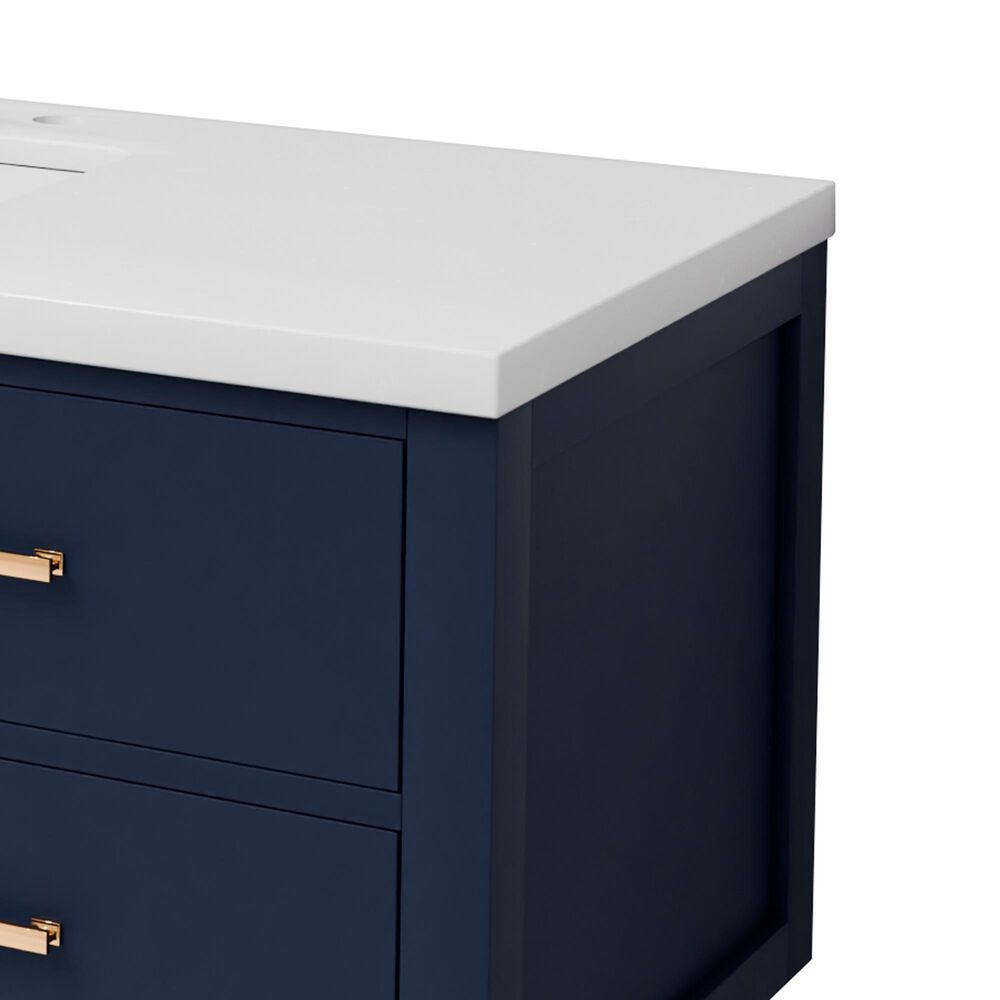 Lexora Home Castor 48" Single Bathroom Vanity in Blue with 2 cm White Quartz Top and Rectangular Sink, , large