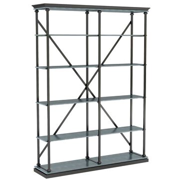 Furniture of America Kidd 58" Bookcase in Antique Blue/Black, , large