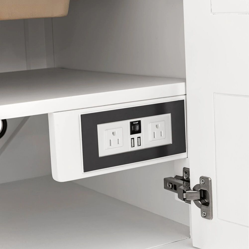 James Martin Vanities Breckenridge 30&quot; Single Bathroom Vanity in Bright White with 3 cm Ethereal Noctis Quartz Top and Rectangular Sink, , large