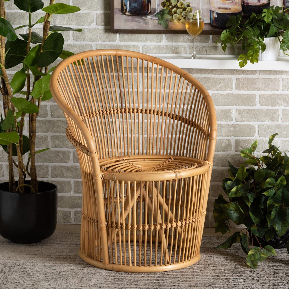 Baxton Studio Narva Rattan Accent Chair in Natural Brown, , large