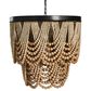 Creative Coop Laurel 2-Tier Draped Wood Bead Chandelier with Black and Natural Shade, , large