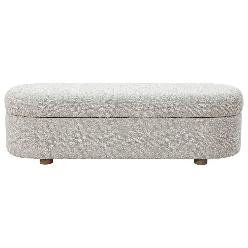 Urban Home Kiki Upholstered Hinged Storage Bench in Cotton Ball, , large