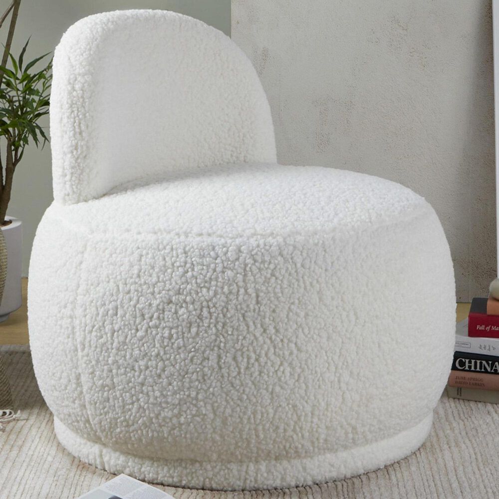 Lumisource Kimi Accent Chair in White Sherpa, , large