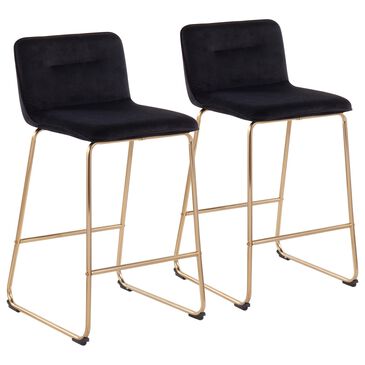 Lumisource Casper Counter Stool in Black/Gold (Set of 2), , large