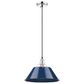 Golden Lighting Orwell 1-Light Wide Large Pendant with Matte Navy Shade in Chrome, , large