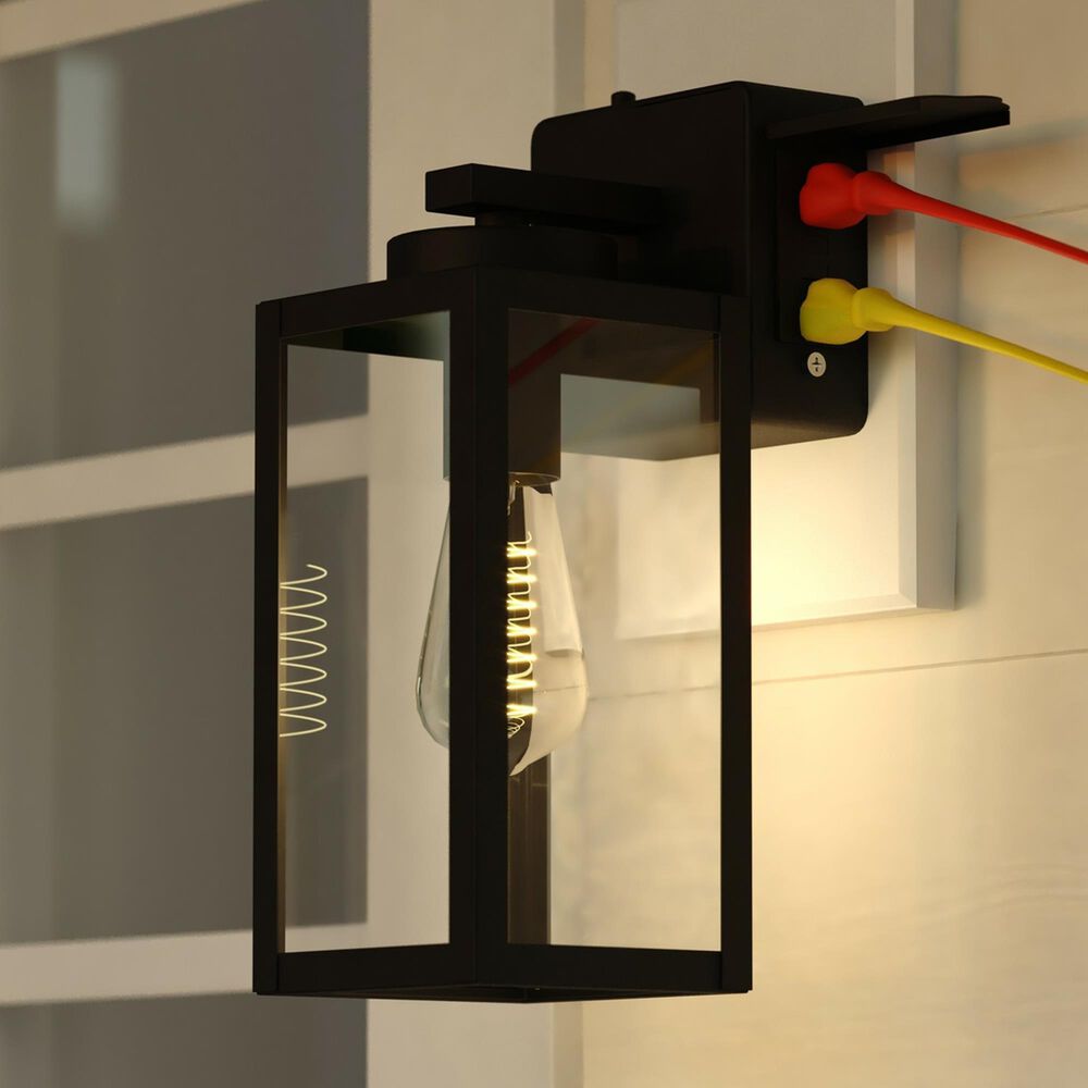 Vaxcel International Co. Ltd. Lombard 1-Light Outdoor Wall Light with GFCI Outlet in Textured Black, , large